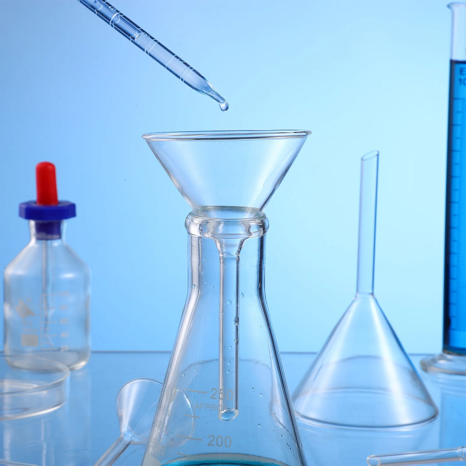 

4Pcs Clear Glass Funnel Smooth Funnels for Science Experiment Liquid Powder Transfer Teaching Supplies