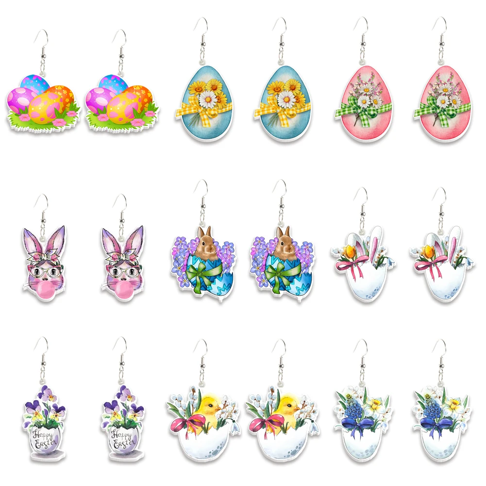 Hooked Acrylic Drop Earrings Easter Charming Gift Accessories Jewelry Decoration