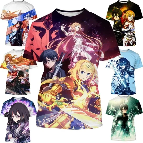 

Anime Swordsmanship Online SAO Kirito and Yuki Yasina, Unisex 3D Printing Personality Trend Motorcycle Quick Drying T-Shirt