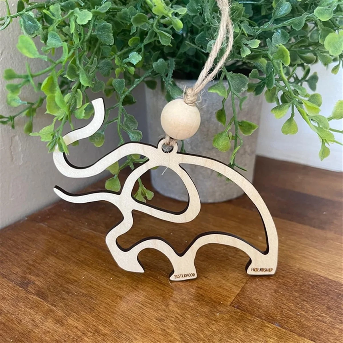 Ornamento di elefante dell'amicizia, ornamento di elefante in legno con biglietto di storia, ornamento di elefante regalo di amicizia per gli amici