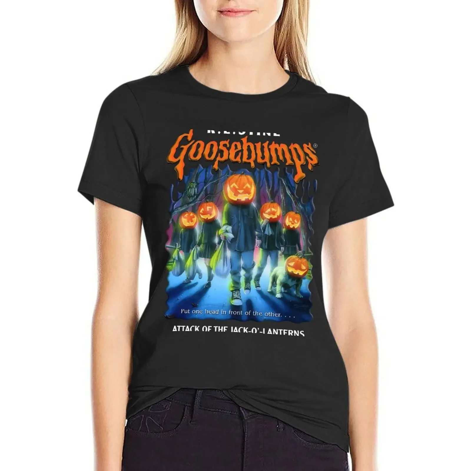 

Vintage Goosebump Halloween T-shirt Aesthetic clothing oversized Blouse t shirt dress Women