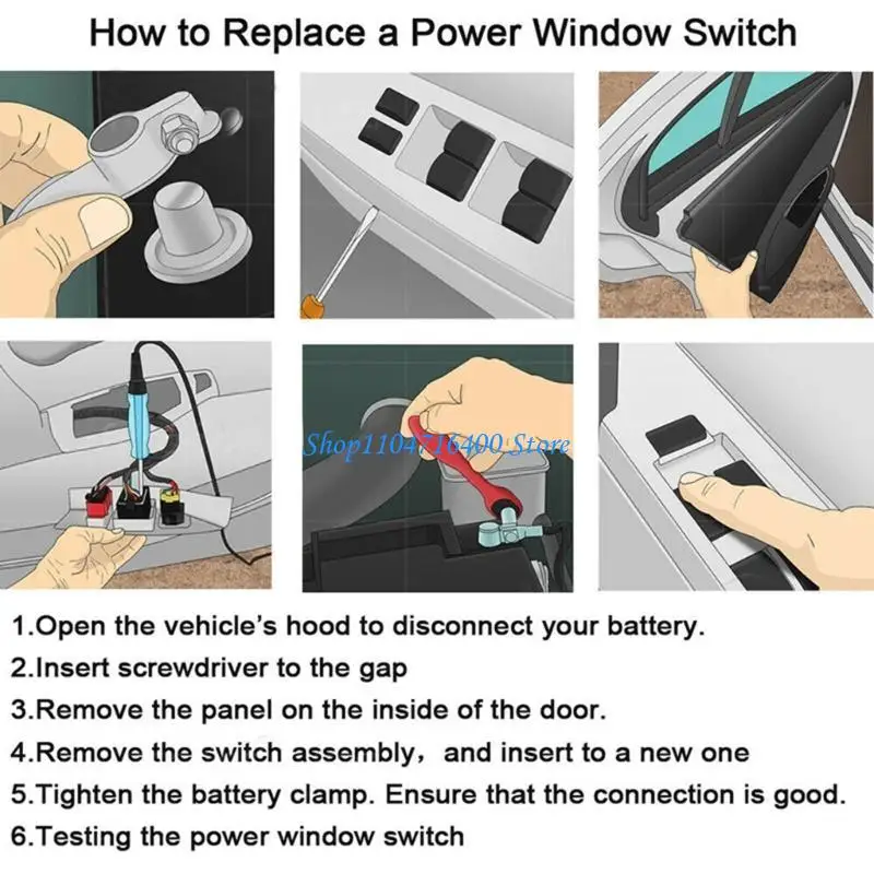 

y1gd Glass Window Switch 6490.EH Replacement Durable & Reliable ABS Material Glass Lifter Switches Simple Installations