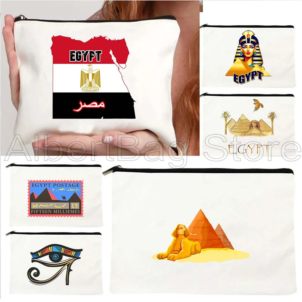 

Cairo Egypt Flag Egyptian Map Pyramid Cute Cosmetic Bag Makeup Case Travel Lipstick Toiletries Organizer Storage Make Up Pouch