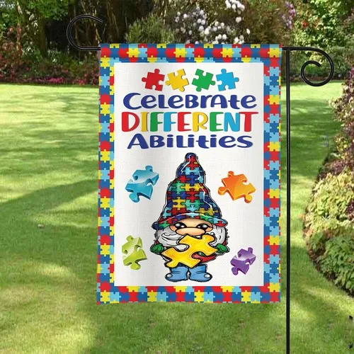 Autism Awareness Garden Flag, Celebrate Different Abilities Double-sided Flag VVL YYX EEZ