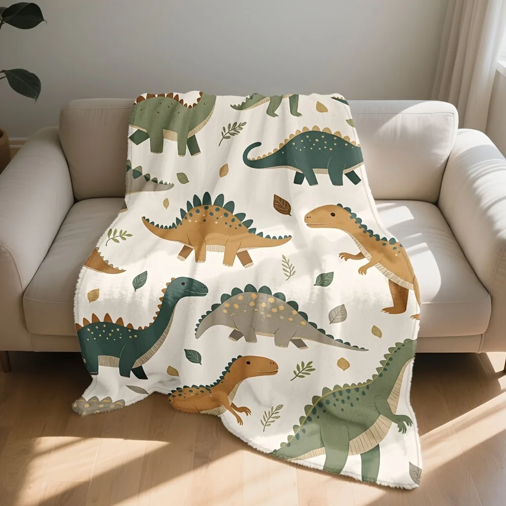 Cute Cartoon Dinosaur Print Throw Blanket for Toddler Nursery Kids Room Decoration Gift 150x200cm Bed Wrap Play