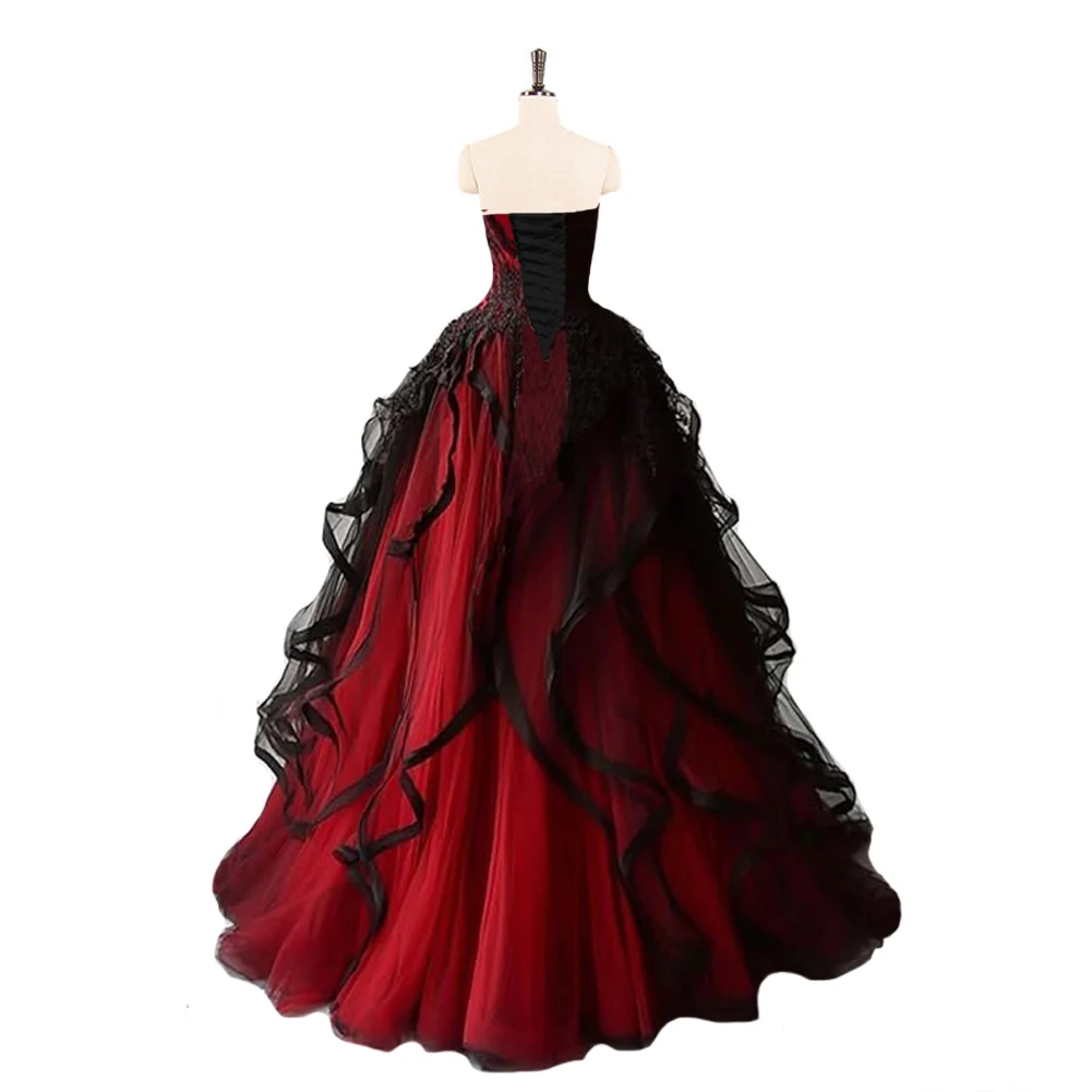 KIVARY Gothic ชุดแต่งงานสําหรับเจ้าสาว Layered Tulle สีดําชุดเจ้าสาวลูกไม้ Applique Sweetheart Gowns แต่งงาน