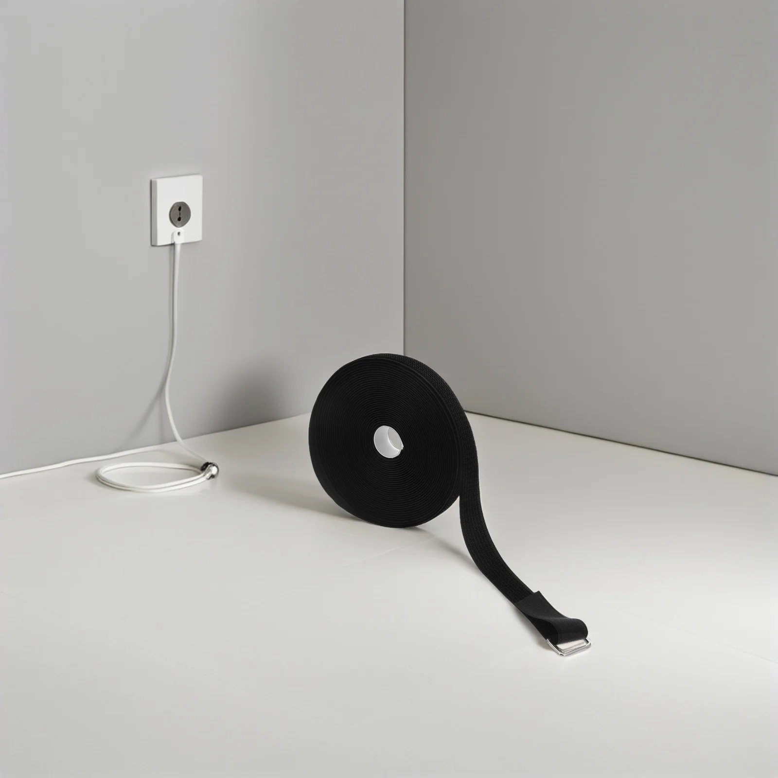 

1Set Tape Cable Ties Adjustable Nylon Fastening Straps for Wire Management Reusable Black 10M 2.5cm Wide Organiser