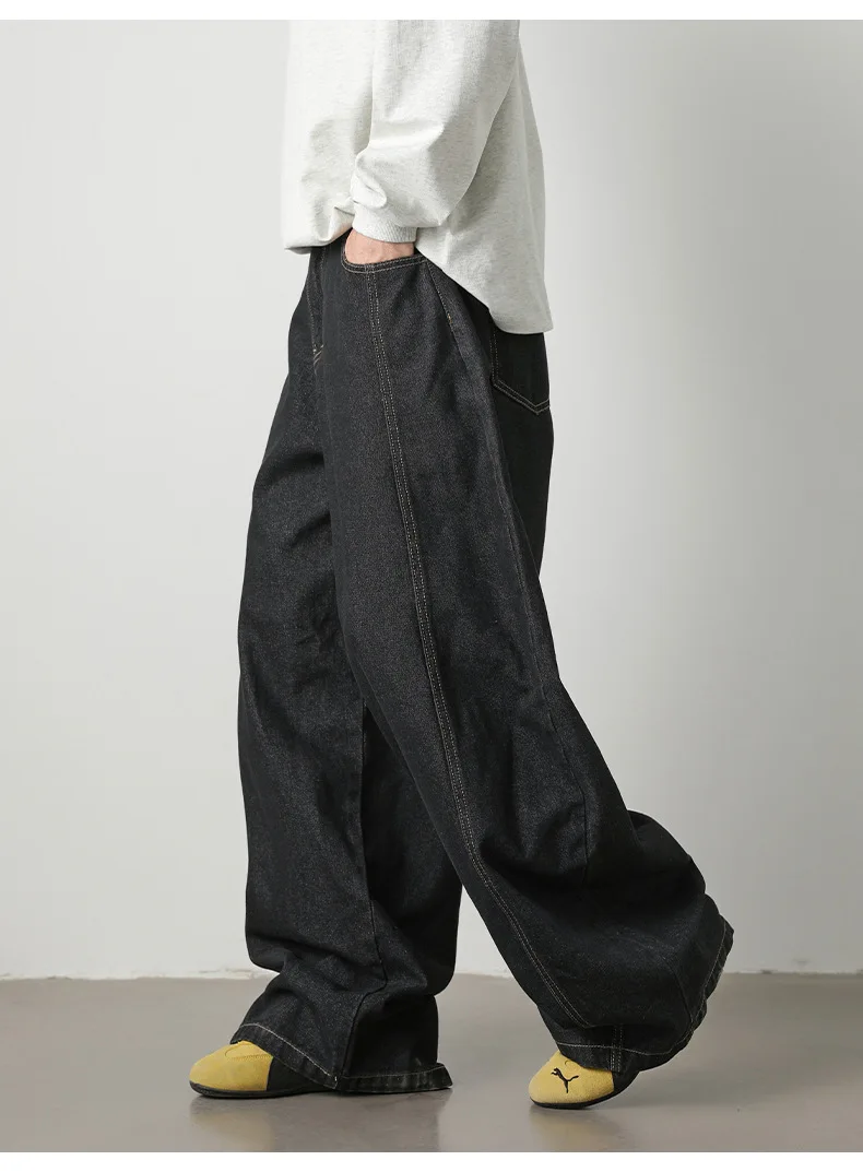 

Retro Wide Leg Draped Knife Denim Jeans Men Women American Sle Versatile High Street Trendy Casual Long Pants