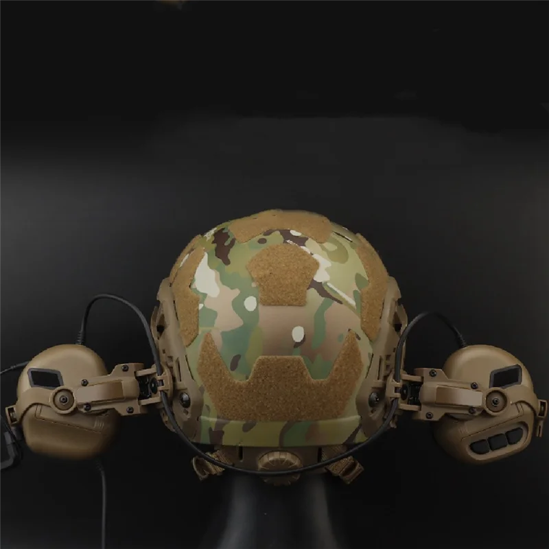 A23F-Tactical Headset Holder Helmet-Mounted Accessory Rail Adaptor Kit Adjustable Pickup Noise Canceling Holder, Set