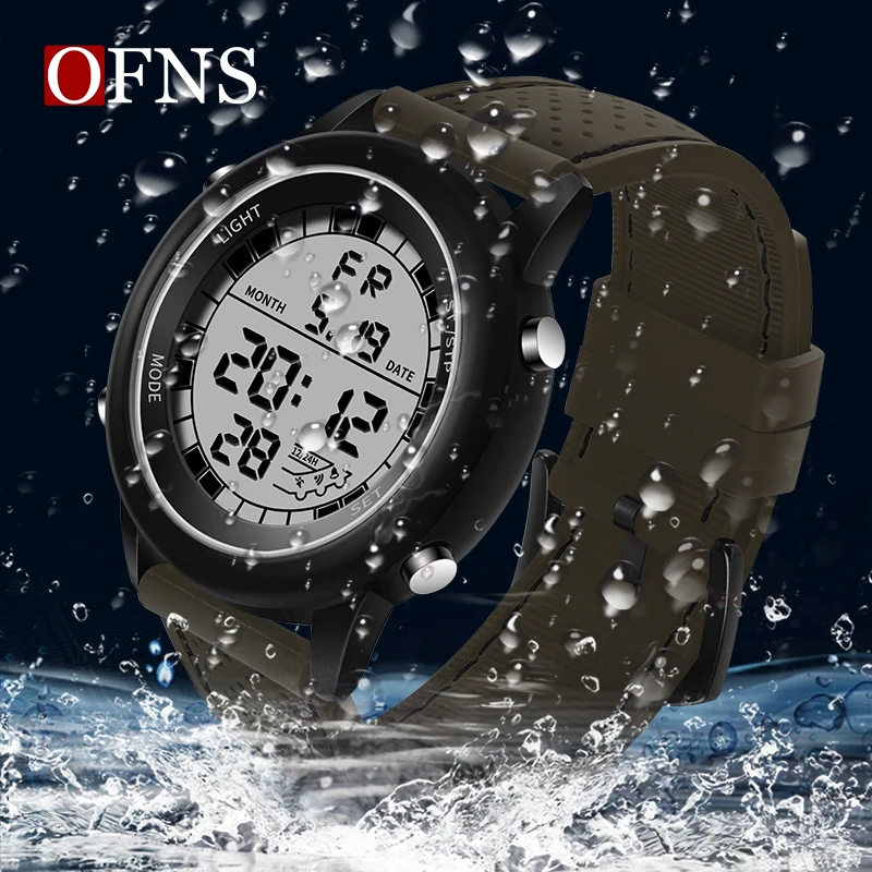 

OFNS Brand 411 Men's Sports Electronic Watch Fashion Multi functional Waterproof Simple Creative Men's Electronic Watch 2024