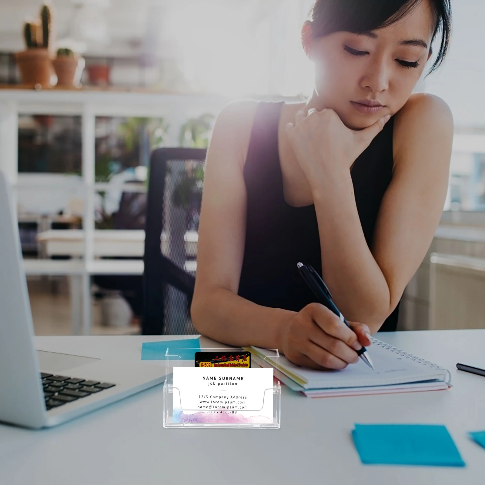 

2Pcs Acrylic Cards Holder Business Card Display Support Feet for Office Desk Home Professional Setup