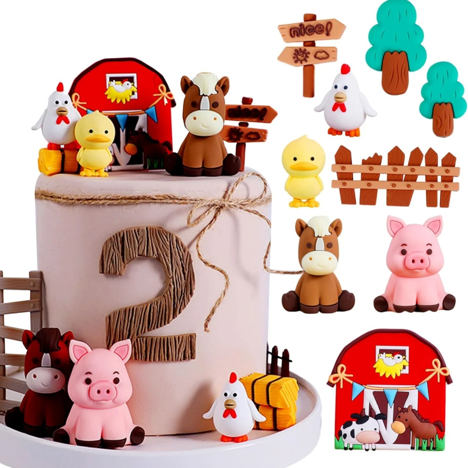 JeVenis Bauernhof Tier Kuchen Dekoration Schafe Kuchen Topper Bauernhof Tier Geburtstag Dekoration Kuh Kuchen Dekoration Schwein Kuchen Topper