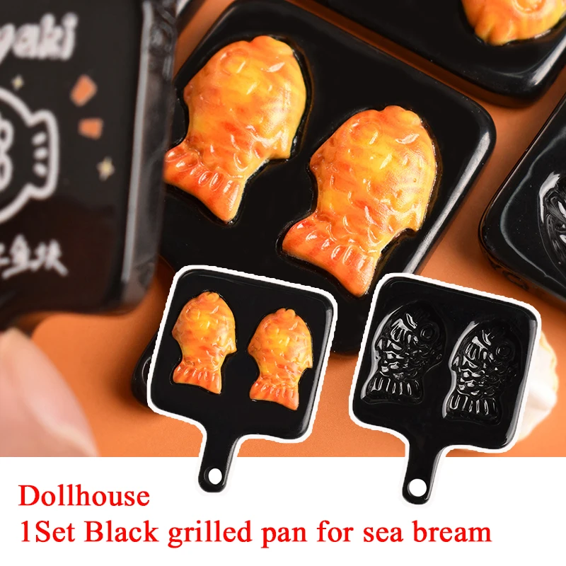 1 Juego de Mini molde Taiyaki para casa de muñecas, bandeja para hornear, artículos en miniatura, molde de pargo estofado, comida, casa de muñecas, accesorios de cocina, Juguetes