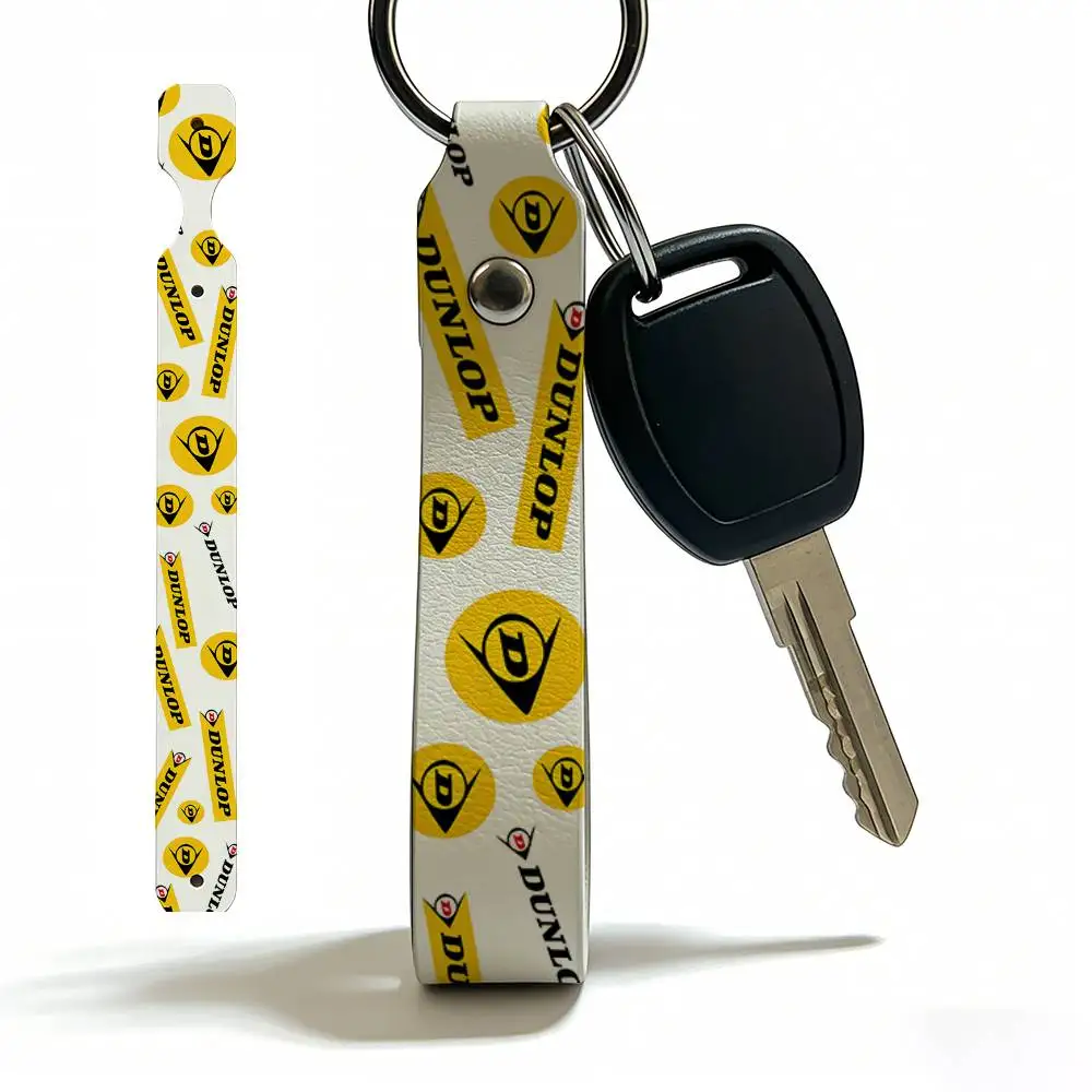 For Dunlop High Quality PU Leather Moto Keychain Vintage Style Key Pendant For Scooter Motocross