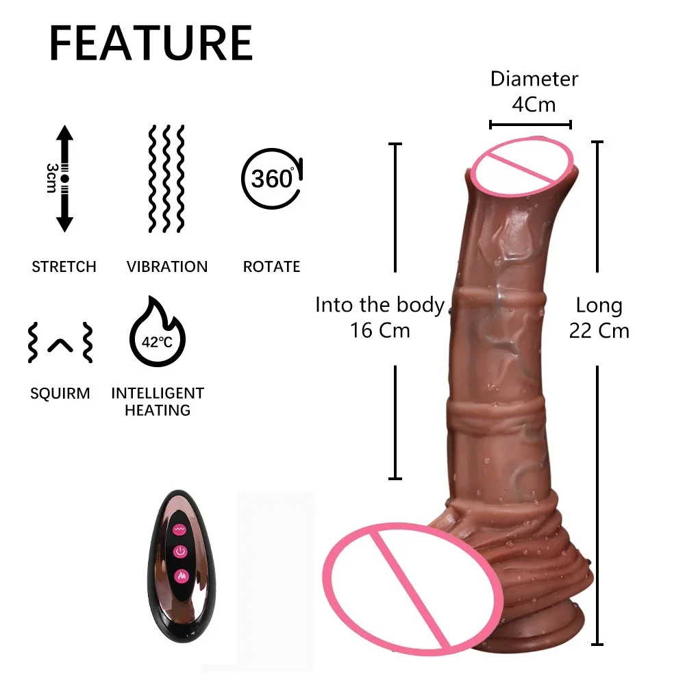 Monster Horse Telescopic Swing Vibration with Suction Cup Heating Penis Realistic Dildo Remote Control Sex Toy Women Masturbator