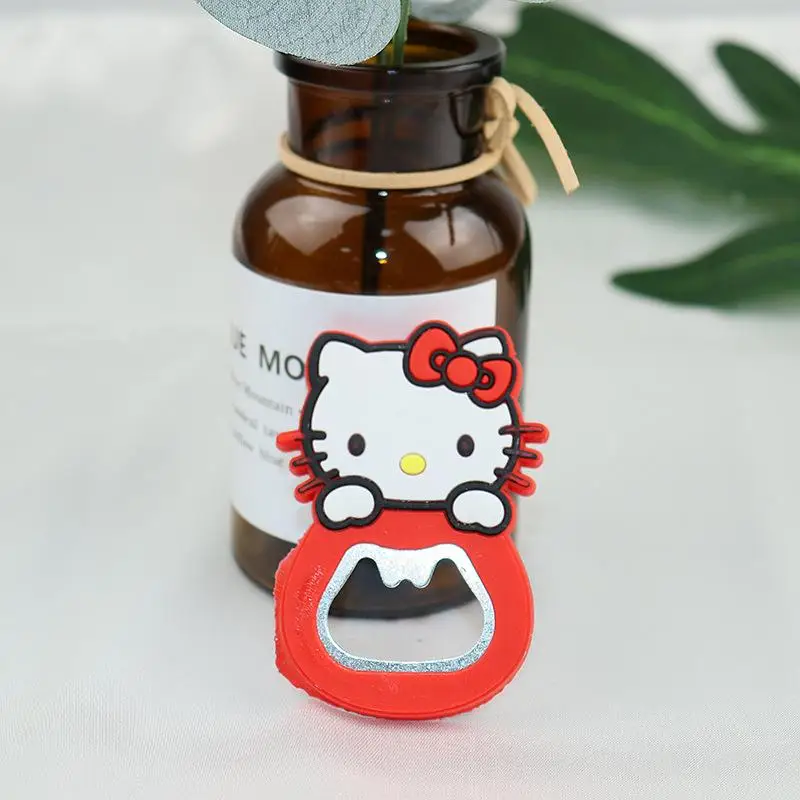 Hello Kitty Bottle Opener Universal Bottle Opener Anime Cute Cartoon Pink Girly Heart Silicone Beer Bottle Opener Fridge Gift