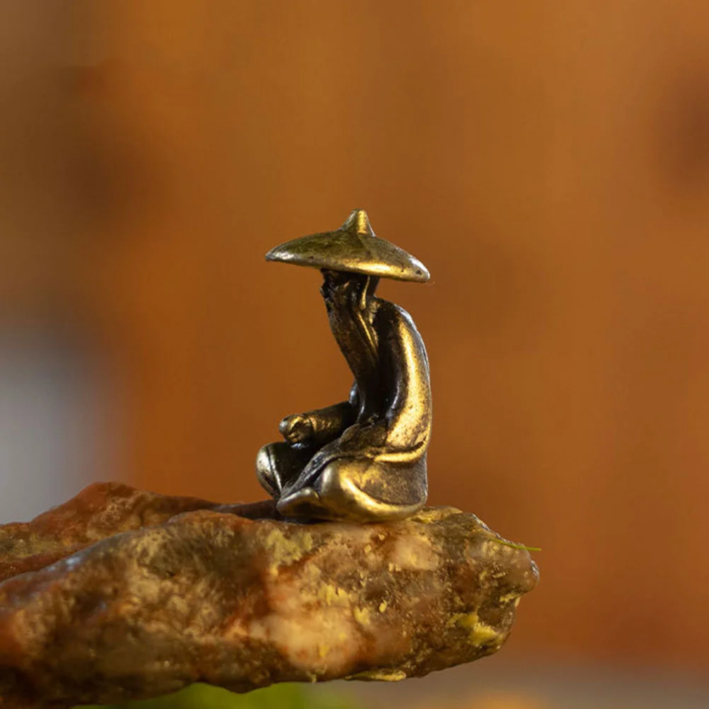 Alloy Fisherman Statue Miniature Decorations for Aquariums Bonsai Home naments Lightweight Compact Fish Tank Adornments