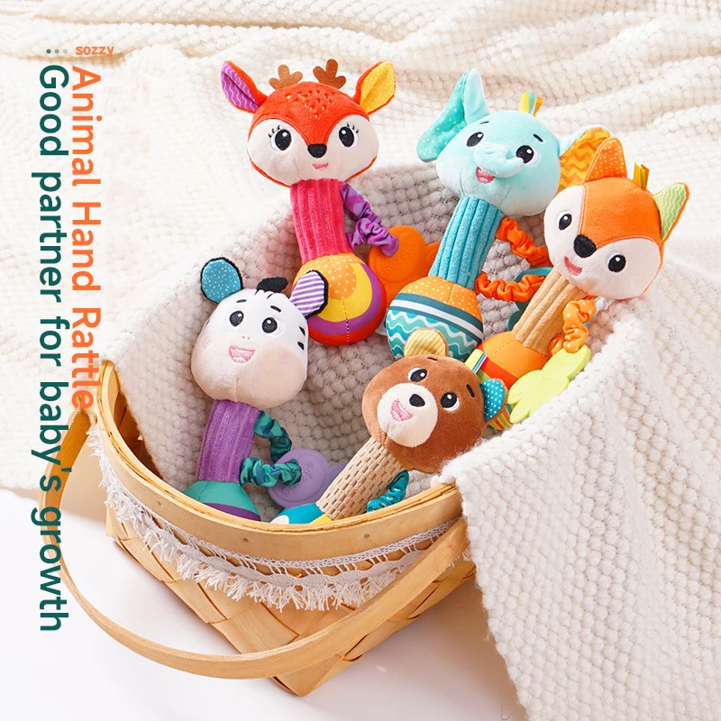 Baby Plush Soft Rattle Toy 0-12 Months Newborn Early Educational Cartoon Animal Bell Toys Child Sensory Interaction Rattles Toys
