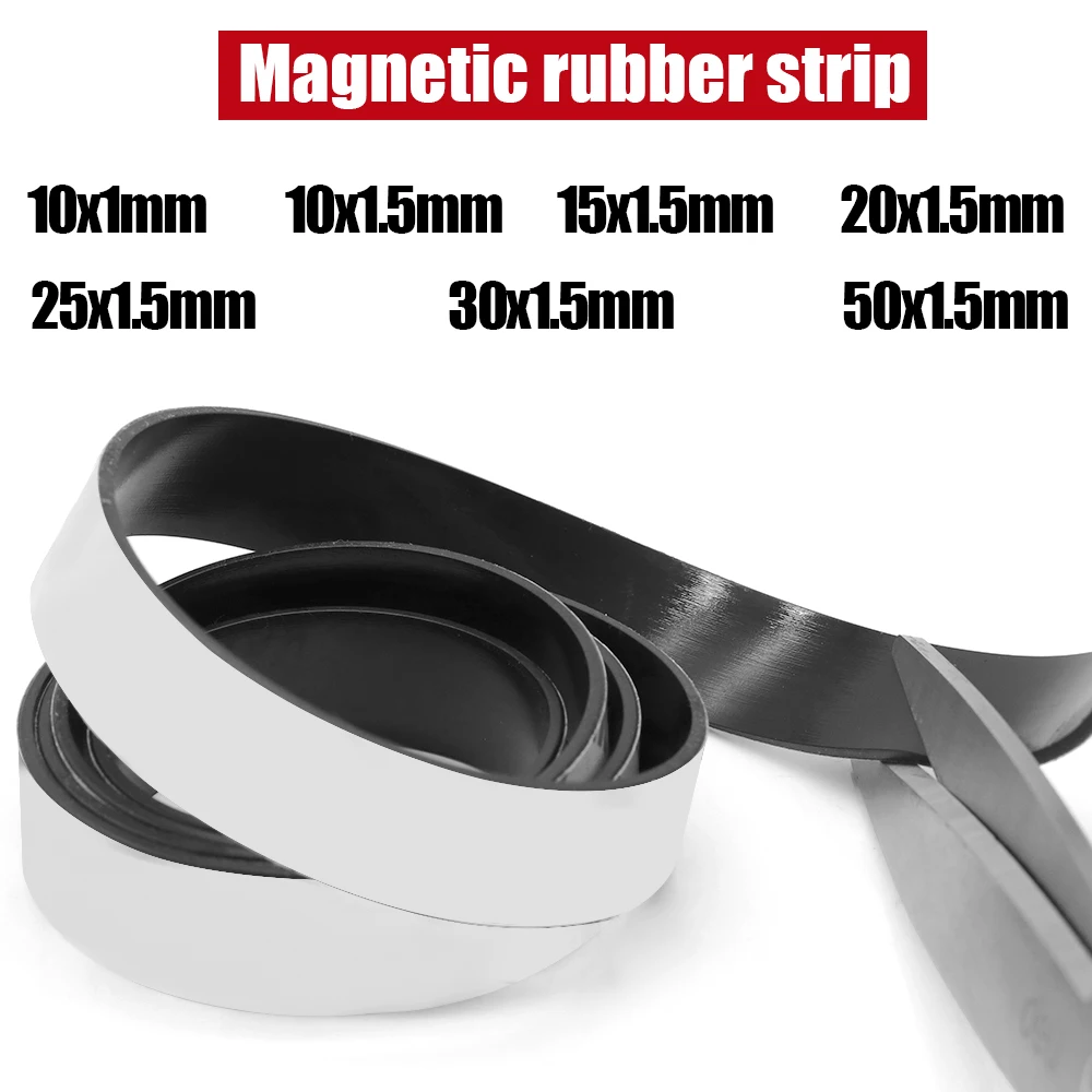 

1Meter Self Adhesive Magnetic Tape Rubber Magnet Tape Strong Flexible Magnets Stripe for Refrigerator Photo Posters 39.37inch