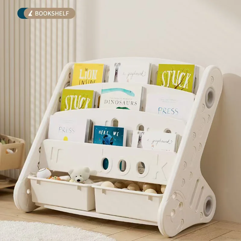 Eco-friendly Children's Bookshelf Home Bedroom Children's Picture Books Toy Storage Cabinet Snacks Sundries Organizer Rack image 4