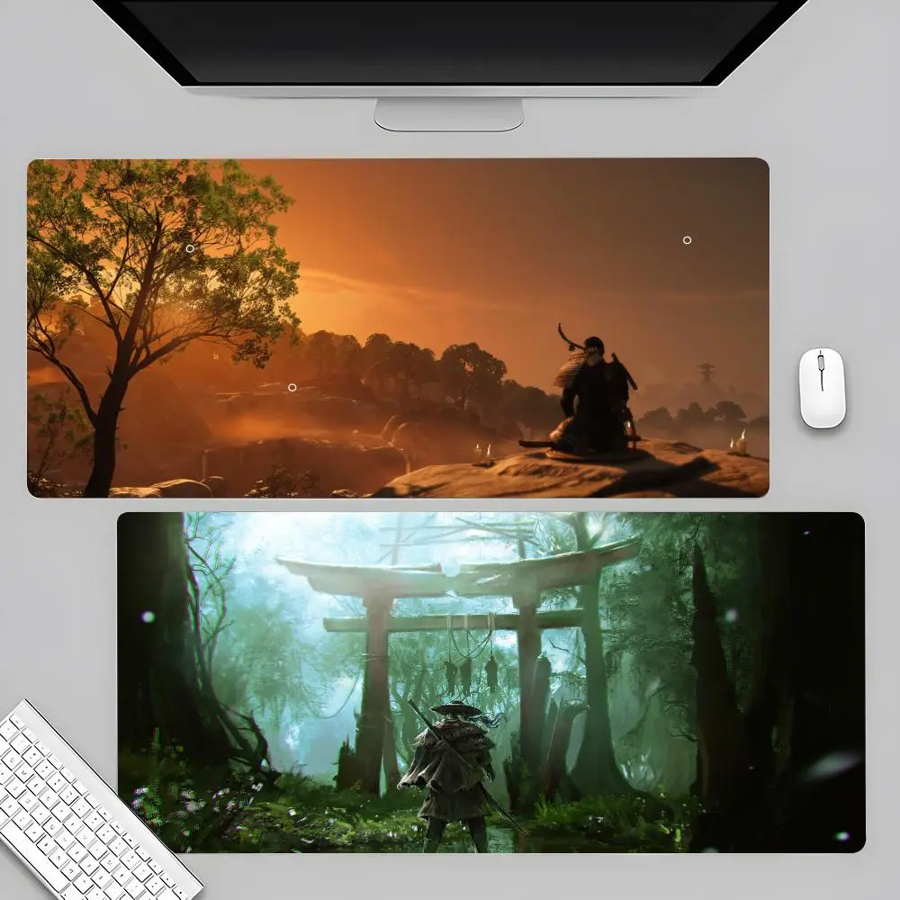 G-Ghost of T-Tsushima creative method Mouse Pad Lockedge Office Computer Desk Mat Table Keyboard Big Mouse Pad Laptop Cushion