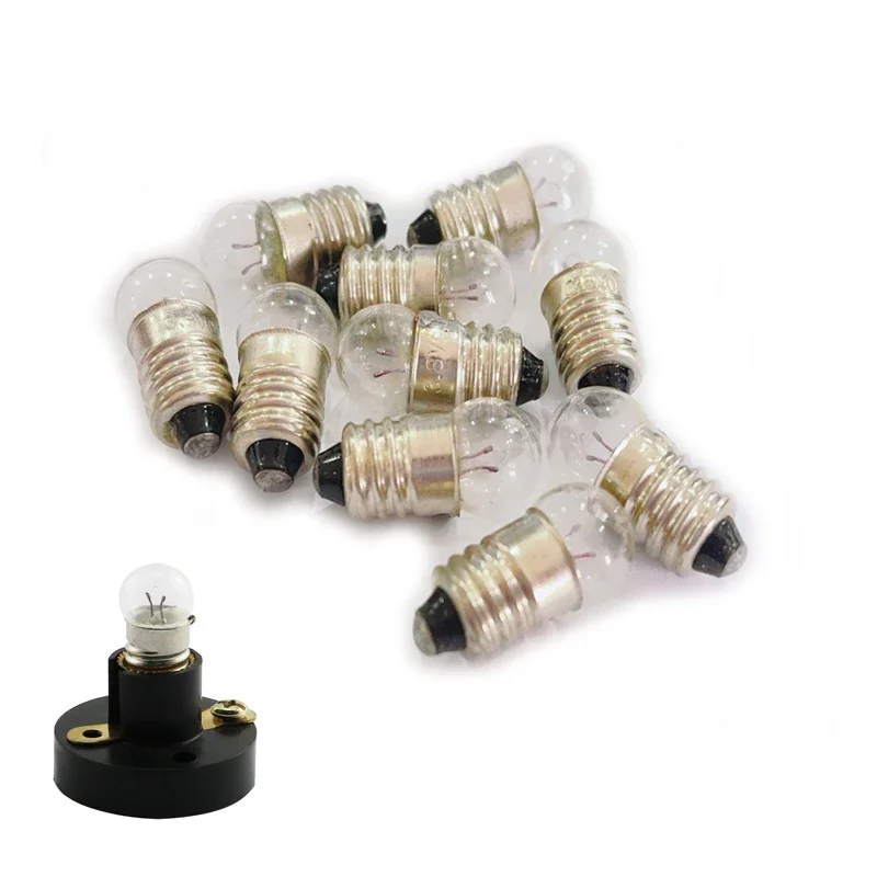 10-Piece E10 Mini Light Bulbs 1.5V 2.5V 3.8V 0.3A Physical Electrical Experiment Indicator Light Incandescent Bulb Old Light