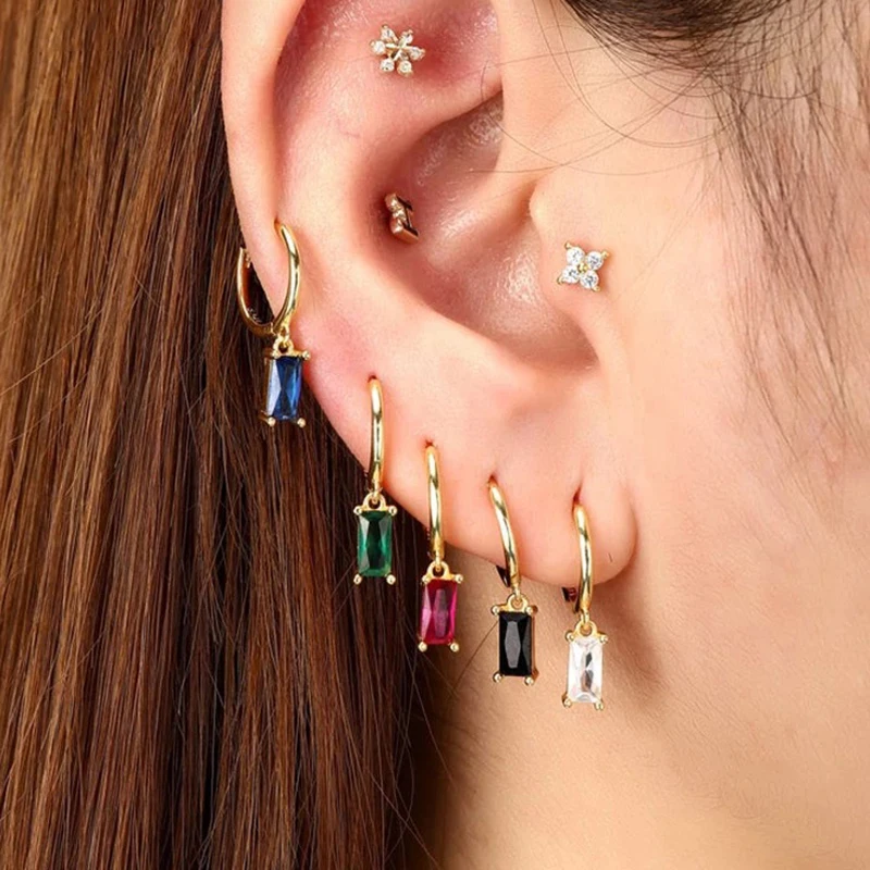 2pc Mode Edelstahl Zirkon kleine Creolen koreanische Punk Anhänger Ohr schnalle Ohrringe für Frauen Hochzeit Schmuck Geschenk