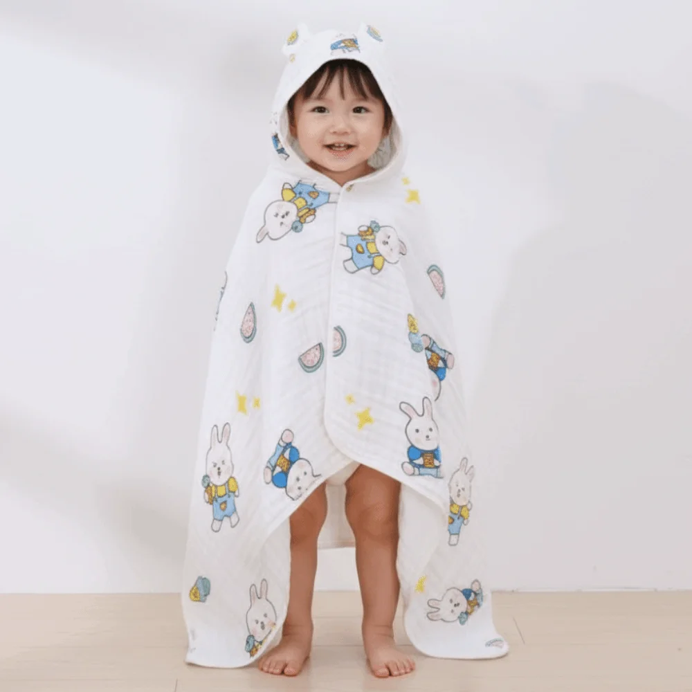 

Cloak Cotton Hooded Cape Towels Rabbit Bear Cartoon Blanket Wrap Thickened Absorbent Sleepwear Bathrobe Swimming