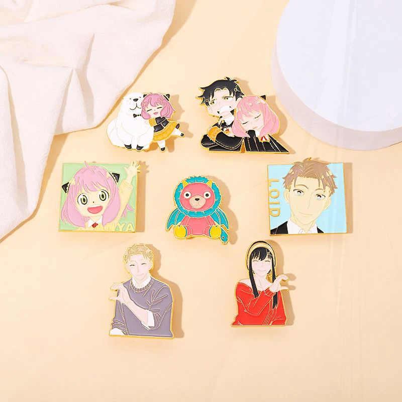 Broche Yor Loid Forger Enamel, Anya Pins personalizados, Emblemas de lapela Anime, Jóias dos desenhos animados, Presente para amigos infantis, FAMÍLIA ESPIÃO, Amigos Damian