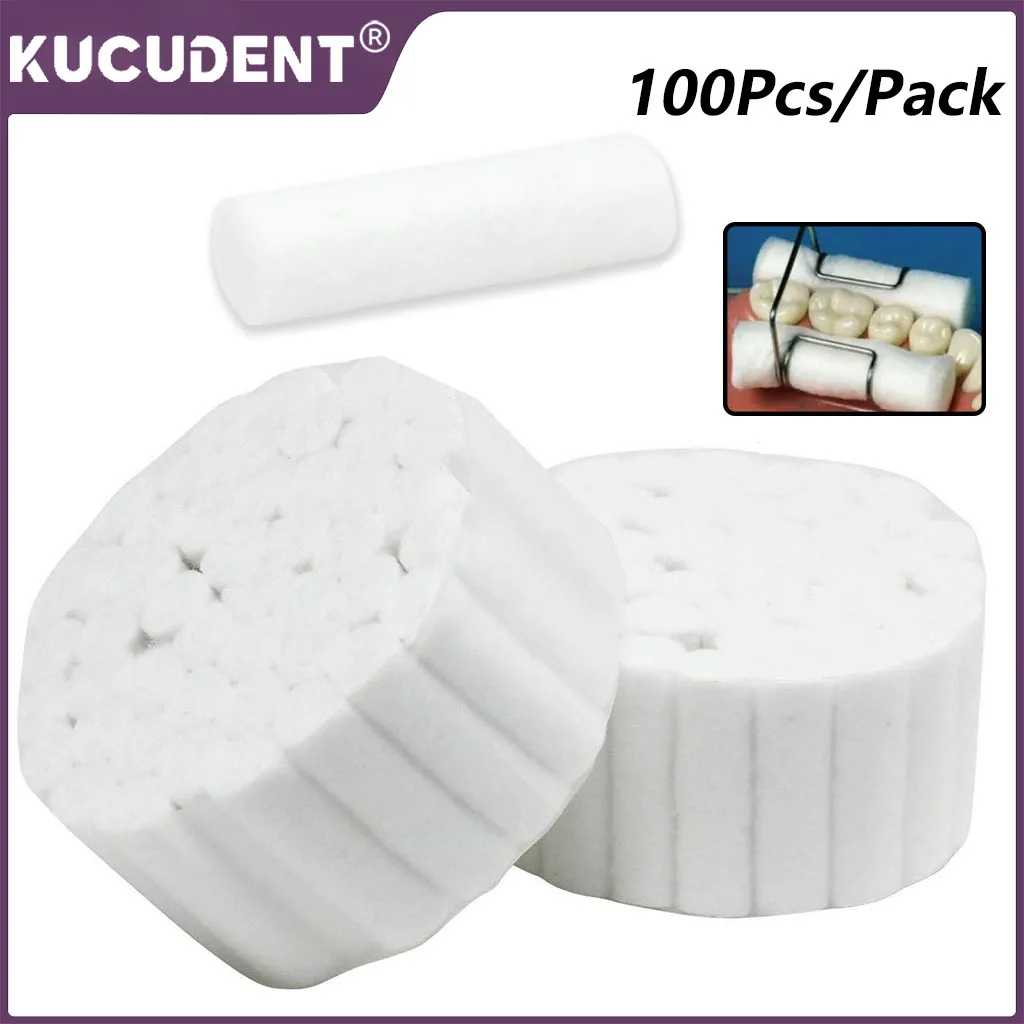 100 Pcs/2 Rolls Disposable Dental Cotton Wool Roll Medical Consumable Teeth Whitening Cleaning Absorbent Dentistry Materials