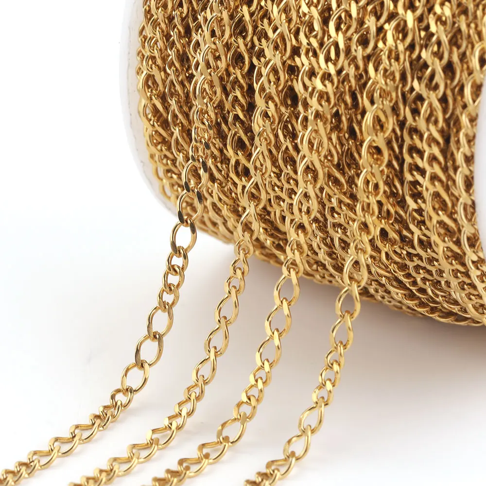 

No Fade 2Meters Stainless Steel Chains for Jewelry Making Gold Necklace Chains Bulk for Bracelet DIY Chain Accessories Wholesale