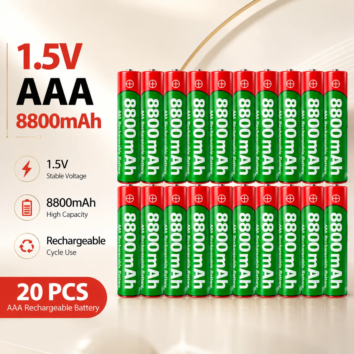 

Rechargeable AAA Alkaline Battery 8800mAh 1.5V Long Lasting Cell For Clocks, Mice, Computers, Toys and Remotes For Daily Use