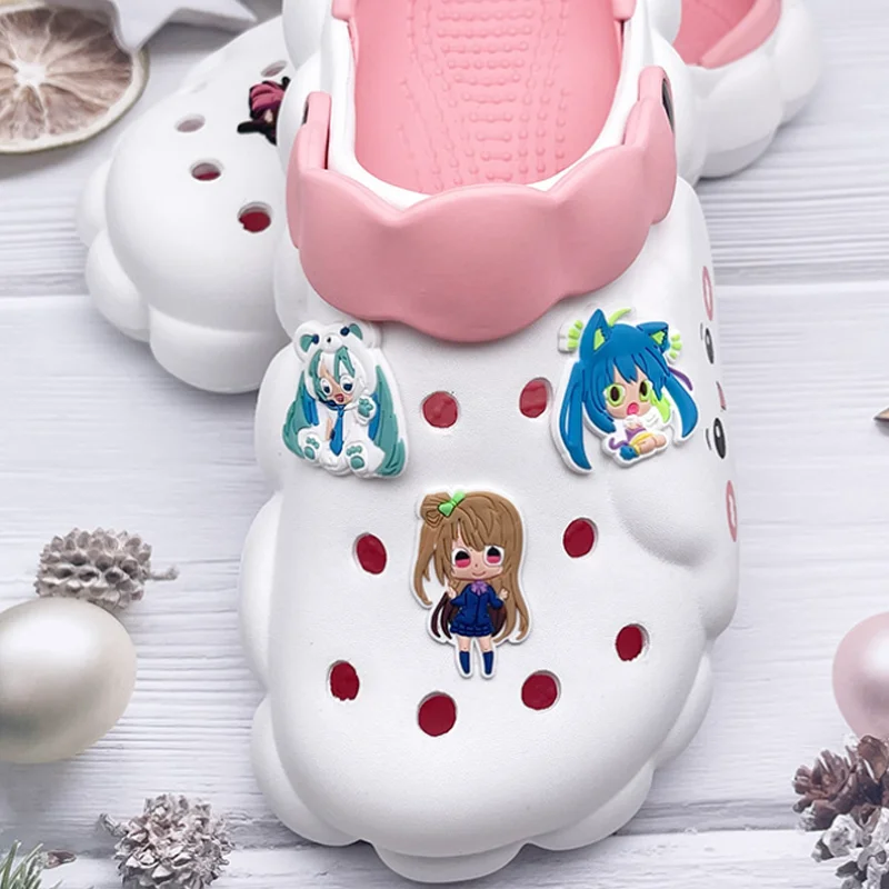 Hatsune Miku Shoe Buckle Kawaii Summer Hole Shoes Sandals Sneaker Decorations Accessories DIY Shoes Flower Decorations Gift