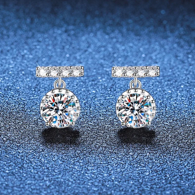 E143 Lefei Fashion Luxury Diamondset Classic Color D Moissanite Tassel Round Earring For Women 925 Sterling Silver Party Jewelry