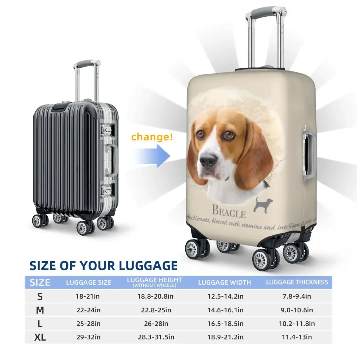 Juste de bagage de voyage personnalisée BelaurDog, housse de valise lavable pour animaux de compagnie, housse de protection, convient à 18-32 po