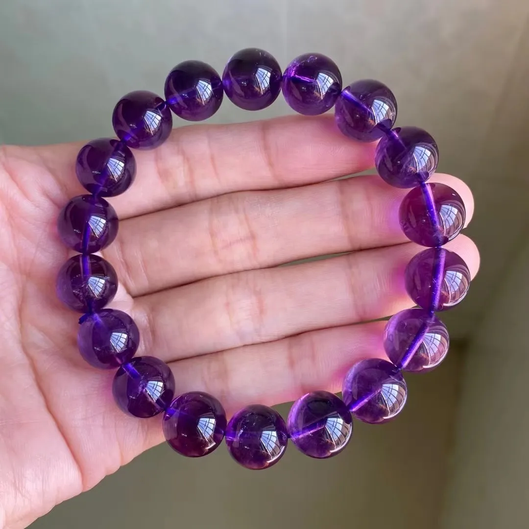 

11mm Natural Purple Amethyst Quartz Bracelet For Women Men Love Gift Energy Crystal Beads Stone Gemstone Strands AAAAA