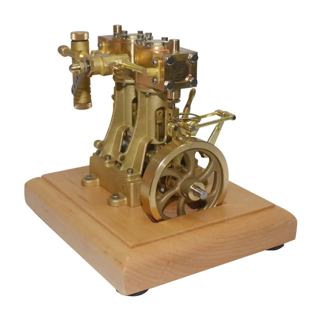 M30B Retro Vertical Steam Engine Model Twin-cylinder Working Double Acting 3.7CC Mini Steam Engine Model Brass Mechanical