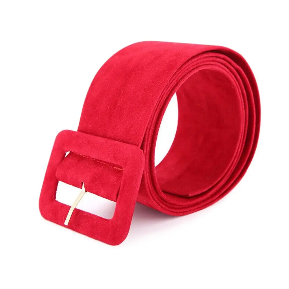 Mode Dames Fluwelen Riemen Jeans Retro Wilde Broeksbanden Riem Vierkante Pin Gespen Riemen
