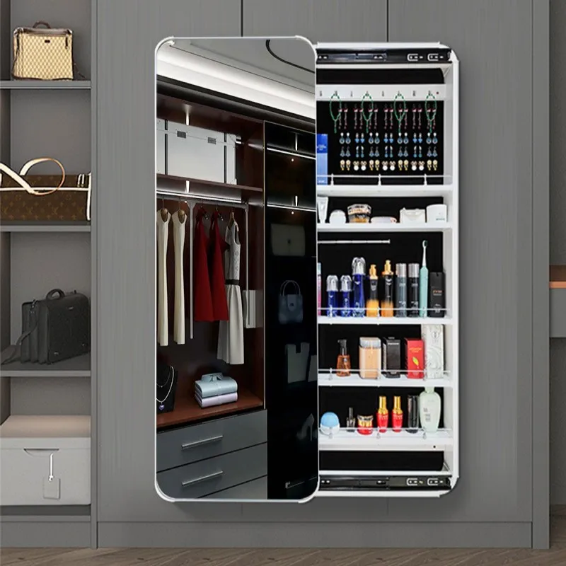 

Full mirror bedroom girls makeup storage integrated mirror push-pull wall hanging intelligent Internet celebrity storage fitting