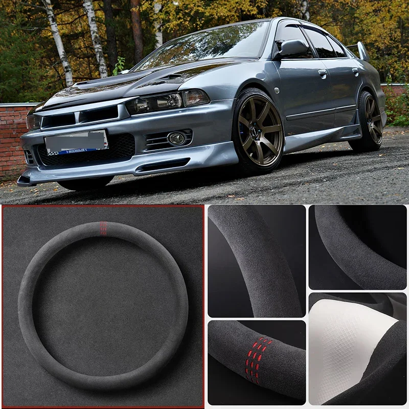 

Alcantara Anti-Slip Black Suede Leather Car Universal Steering Wheel Cover For Mitsubishi Galant Car Accessories