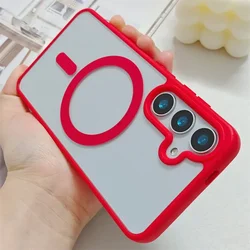 New Frosted Magnetic Case For Samsung Galaxy S24 S23 FE S22 Plus S25 Ultra Magsafe Wireless Charger Protector Cover S24 Ultra