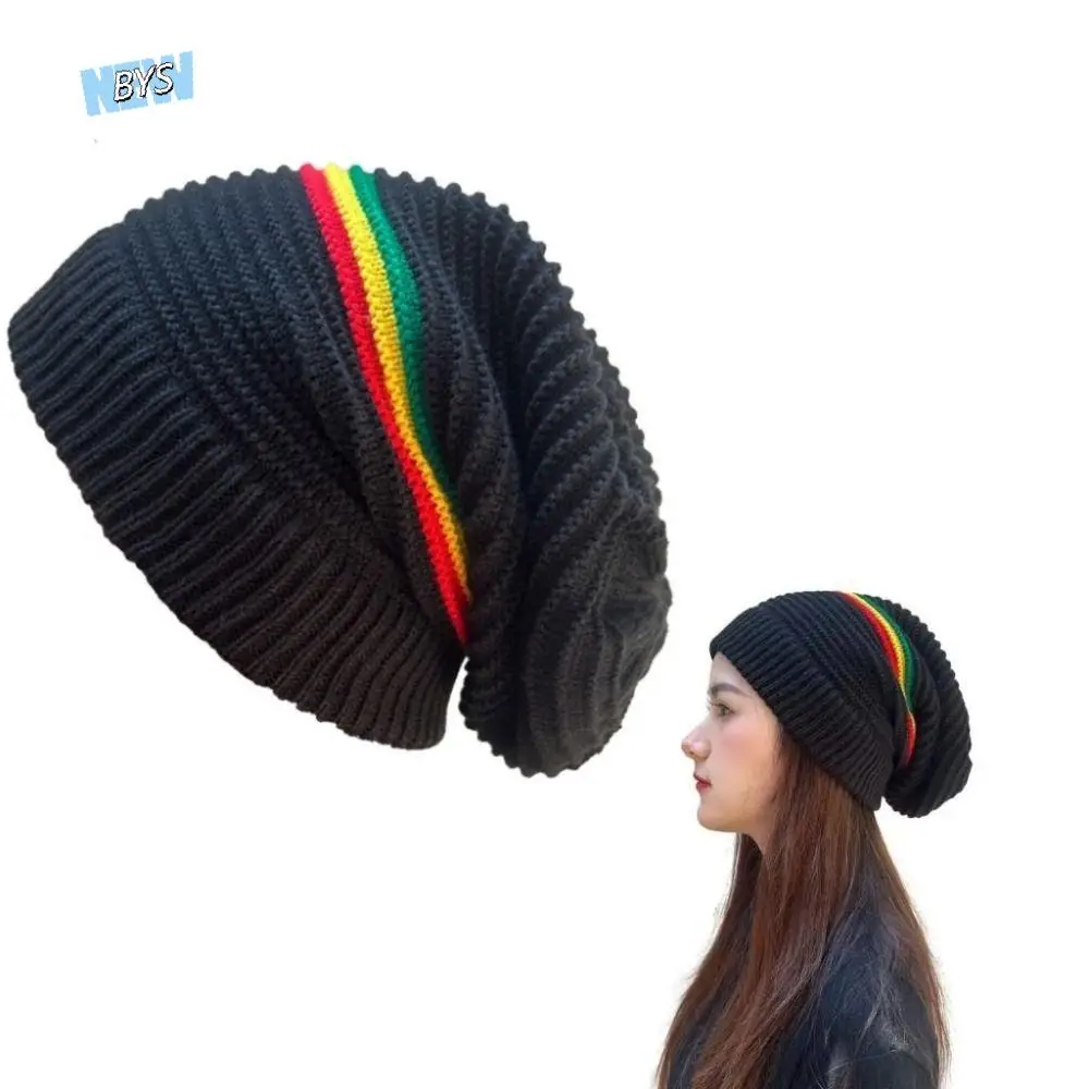 

Beanies Pullover Weaving Reggae Hat Striped Color Hip Hop Hat Jamaica Knitted Hat Warm Casual Wear Skull Caps Reggae Lover