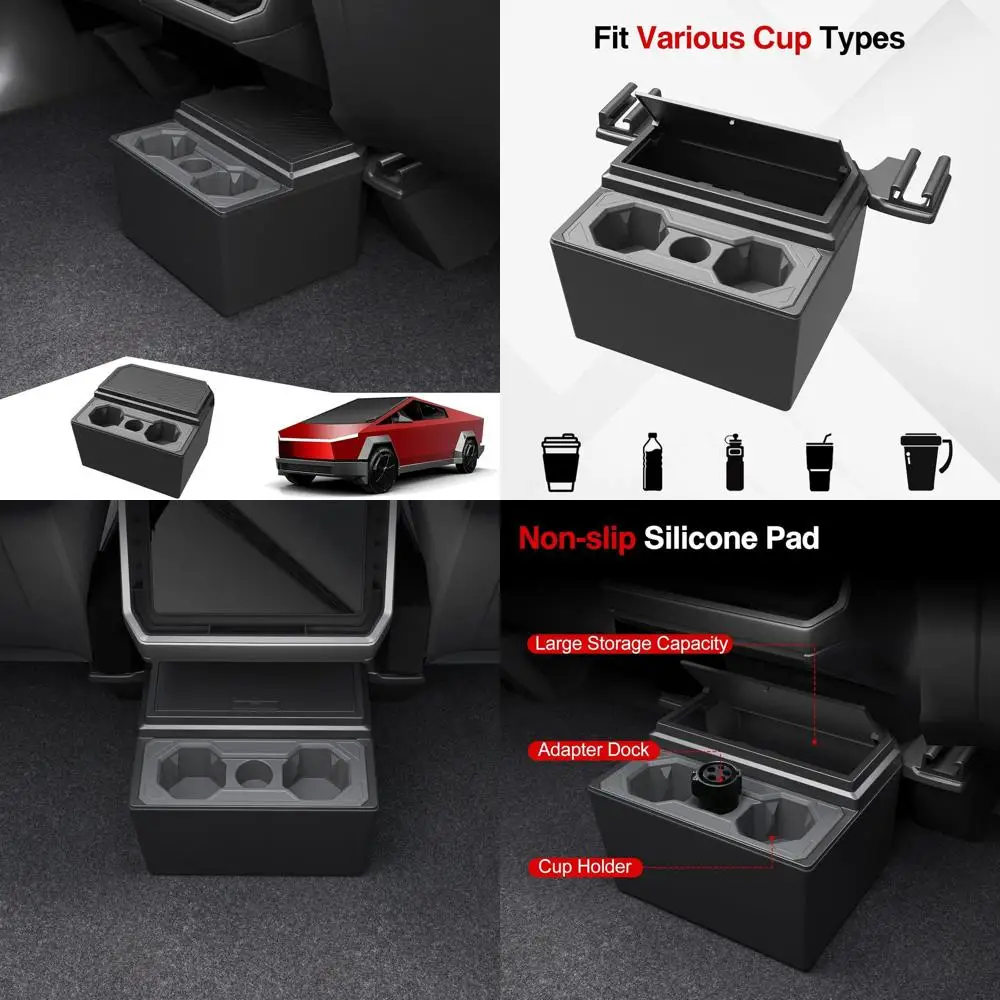 

Задний ящик для хранения автомобилей Tesla Cybertruck, мусорный бак с подстаканником и силиконовой подкладкой для аксессуаров для киберспортиров 2025 2026 2024