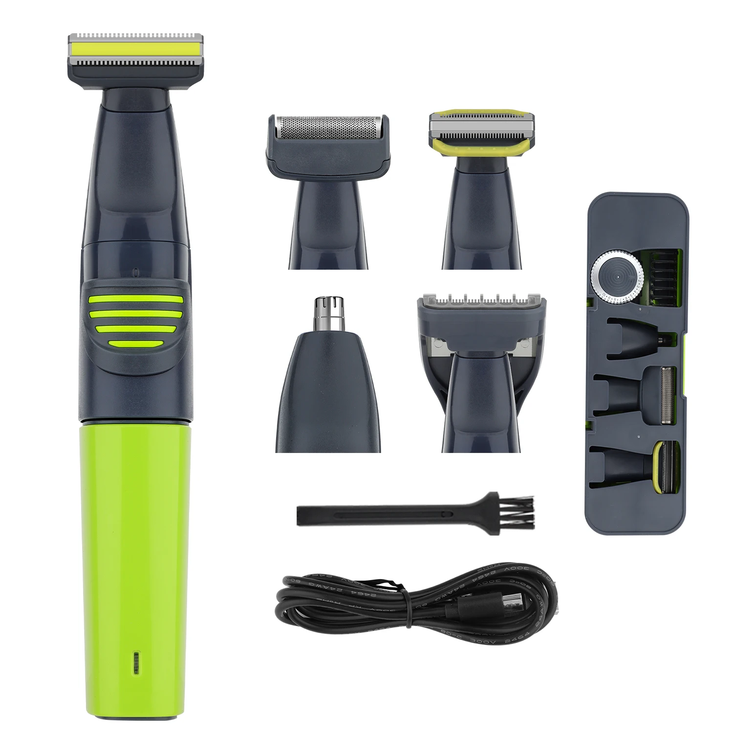 Kit de Aseo Masculino HIENA 4 en 1, Recortadora Eléctrica de Vello Corporal, Cortapelos Nasales, Afeitadora de Barba, Recargable por USB con Estuche de Almacenamiento