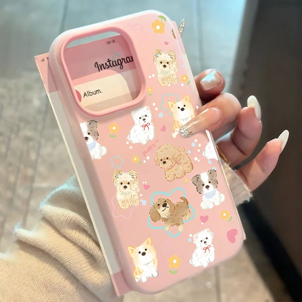Für Xiaomi 11 Lite 5G 14T Pro 15T Pro 17 Pro Max Niedliche Welpen-Kunst-Hundehülle Stoßfeste Bonbonfarben Silikon-TPU-Schutzhülle – Detail 1