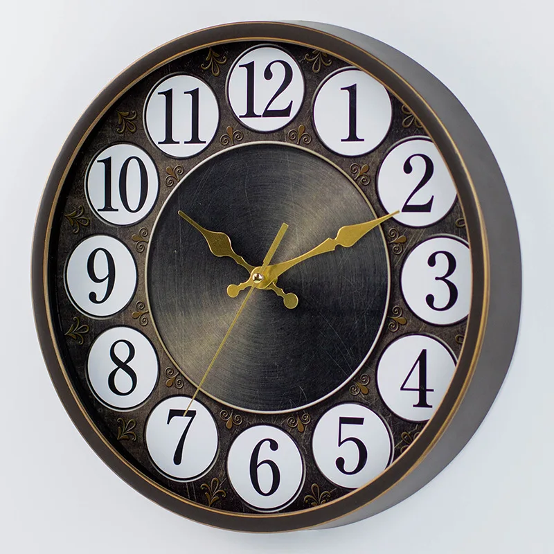 

12 Inch 30cm Nordic Retro Creative Wall Clock Living Room Plastic Material Hanging Watch Digital Pointer Round Quartz Clock