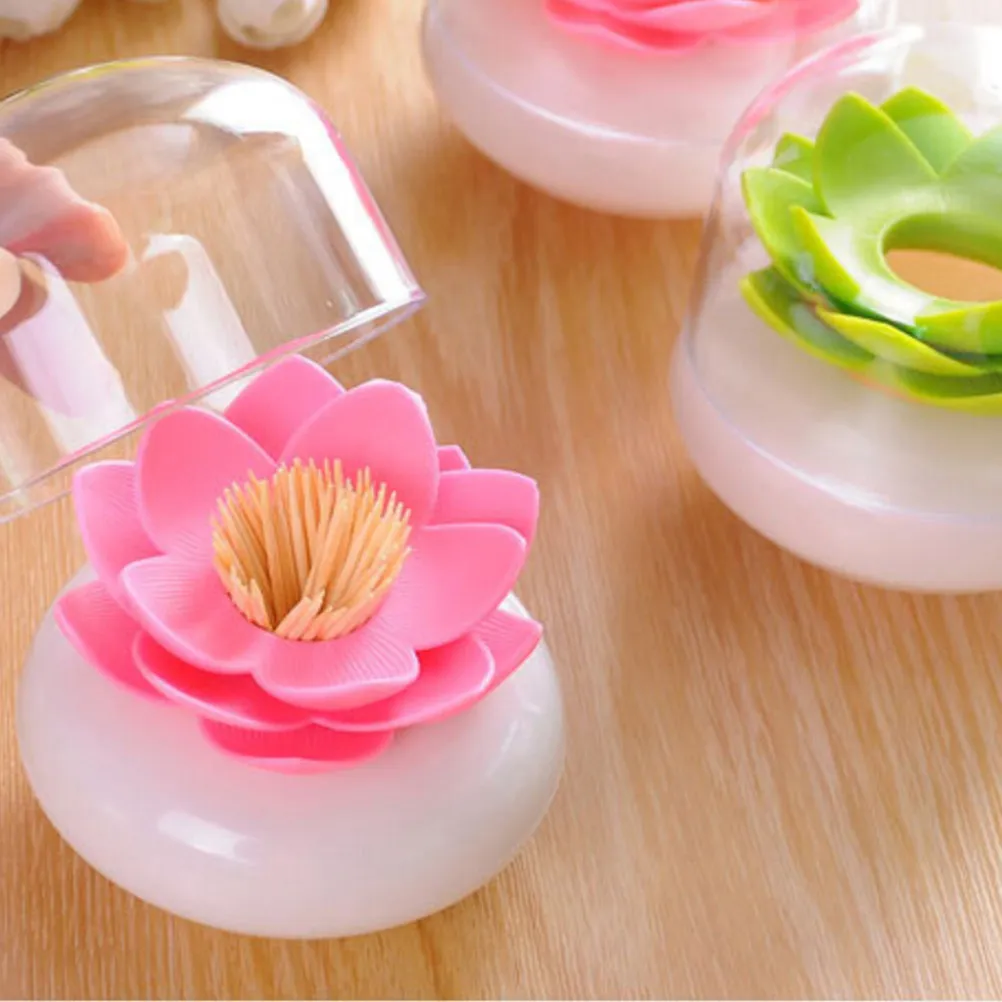 Soporte para Hisopos de Algodón Green Lotus, Contenedor para Palillos, Organizador de Almacenamiento para Baño, Decoración para el Hogar, para Artículos Esenciales Diarios