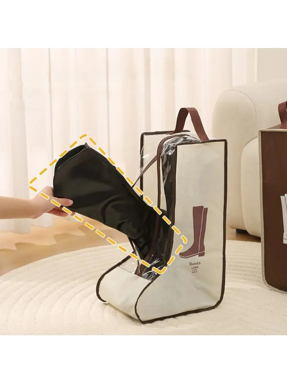 Sac de rangement pour chaussures, 1 pièce, sac de rangement pour bottes de voyage, bottes élargies pour la maison, sac pour bottes courtes, sac visuel Portable pour chaussures