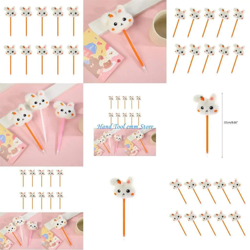 

H37F 10Pieces Plush Rabbit Ballpoint Pen Smooth to Write Christmas Stocking Fillers