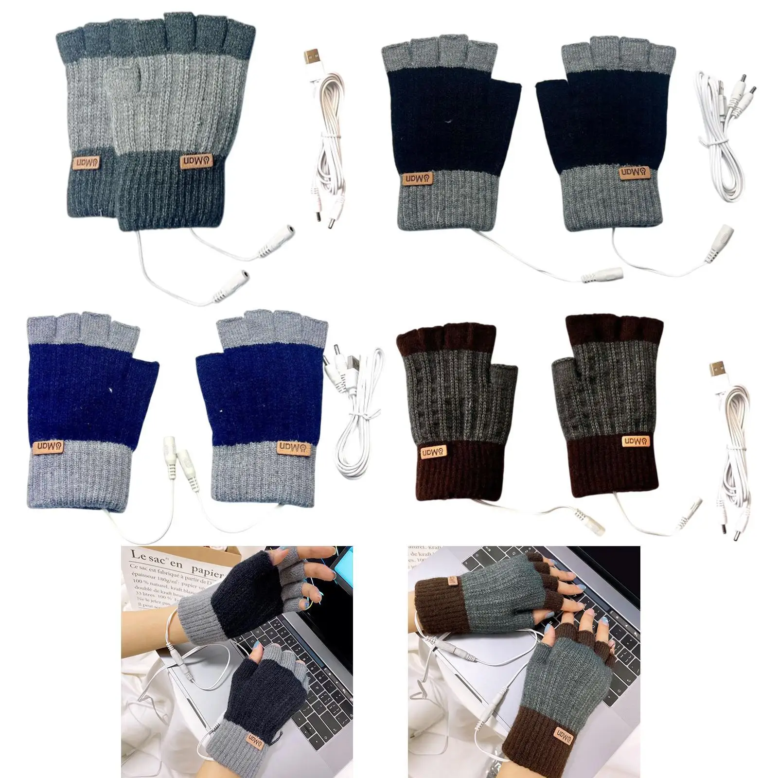 

Перчатки с USB-подогревом для мужчин и женщин без пальцев для езды на велосипеде, работы по набора текста, спортивного ноутбука